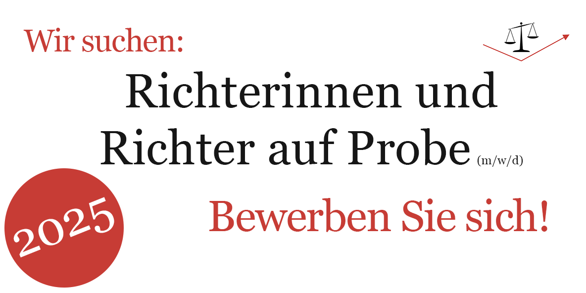 Logo für das Bewerbungsverfahren für Proberichter:innen 2024